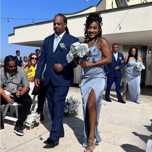 Dusty blue bridesmaid dress